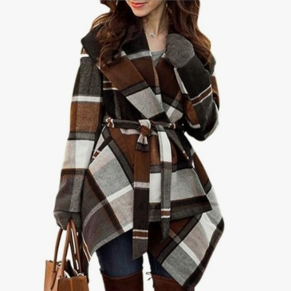 Chicwish Prairie Check Rabato Coat Women's Size Large New